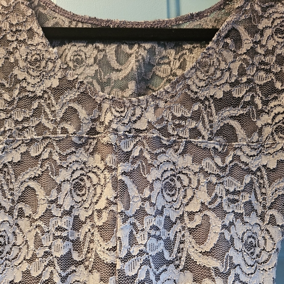 GLITTER Gray 3/4 Sleeve Lace Dress - Picture 6 of 7